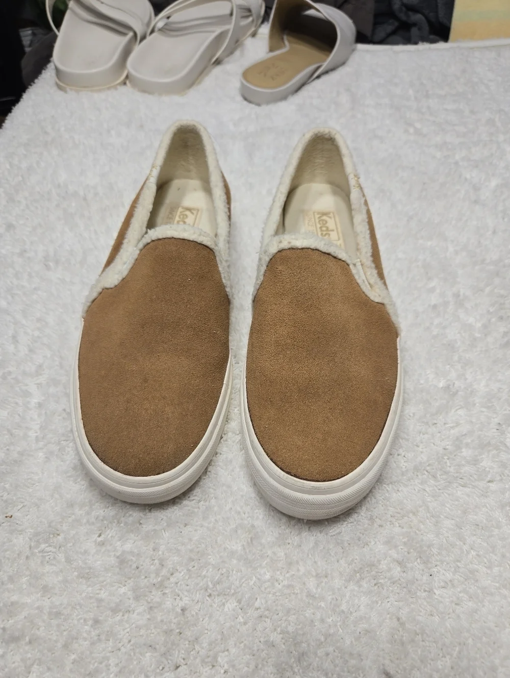 Keds® Double Decker Suede Slip-On Sneakers Tan Sz 8
